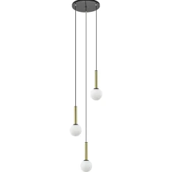 Straluma Hanglamp Globe 3L rond zwart/goud/wit> Eettafellampen|Keukenverlichting