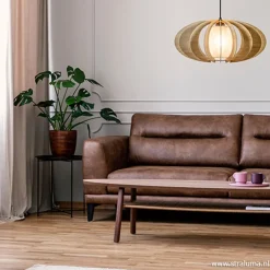 Straluma Hanglamp houten lamellen + kap 50cm><noscript><img width=