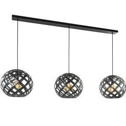 Straluma Hanglamp 3L balk bol zwart industrieel> Eettafellampen|Keukenverlichting