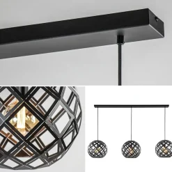 Straluma Hanglamp 3L balk bol zwart industrieel><noscript><img width=