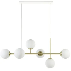 Straluma Hanglamp 6L brass met opaal bolglas> Eettafellampen|Keukenverlichting