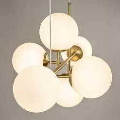 Straluma Hanglamp 6L brass met opaal bolglas><noscript><img width=
