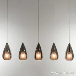 Straluma Hanglamp 5L druppel glas smoke> Eettafellampen|Decoratieve Verlichting