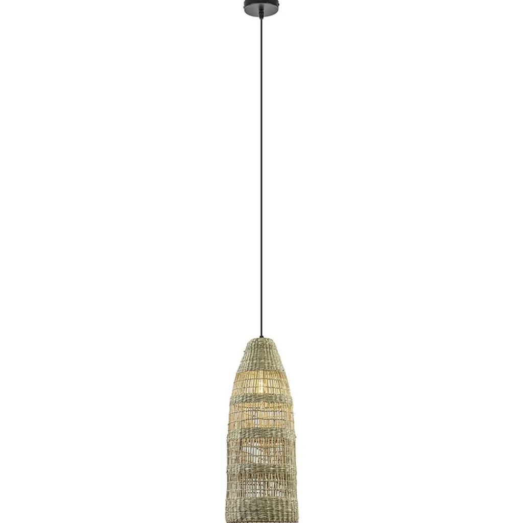 Straluma Hanglamp Latika smal zeegras naturel met zwart> Light and Living|Woonkamerlampen