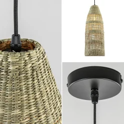 Straluma Hanglamp Latika smal zeegras naturel met zwart><noscript><img width=