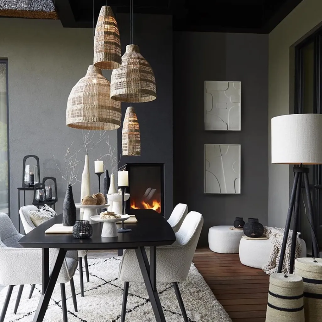 Straluma Hanglamp Latika smal zeegras naturel met zwart> Light and Living|Woonkamerlampen