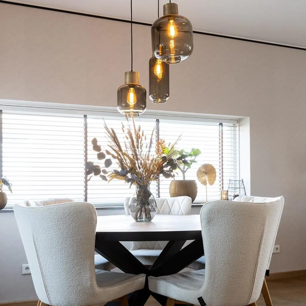 Straluma Hanglamp Lett 3L rond zw/brons smoke mix> Videverlichting|Pendel Lampen