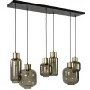 Straluma Hanglamp Lett 6L zwart/brons+glas smoke> Eettafellampen|Pendel Lampen