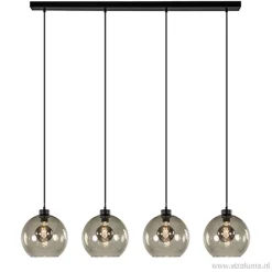 Straluma Hanglamp 4-lichts balk zwart + smoke glas 25cm> Eettafellampen|Pendel Lampen