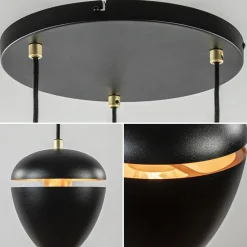 Straluma Hanglamp 3-lichts rond zwart/goud><noscript><img width=
