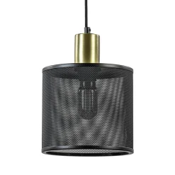 Straluma Hanglamp mat zwarte kap cilinder met goud> Keukenverlichting|Eetkamerverlichting