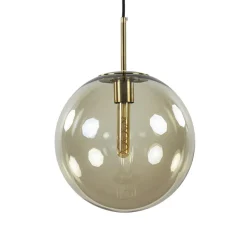 Straluma Hanglamp Medina satin gold/amber glas 30cm> Light and Living|Woonkamerlampen