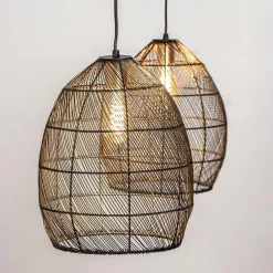 Straluma Hanglamp Meya 2-lichts zwart/goud met balk><noscript><img width=