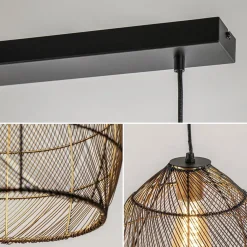 Straluma Hanglamp Meya 2-lichts zwart/goud met balk><noscript><img width=