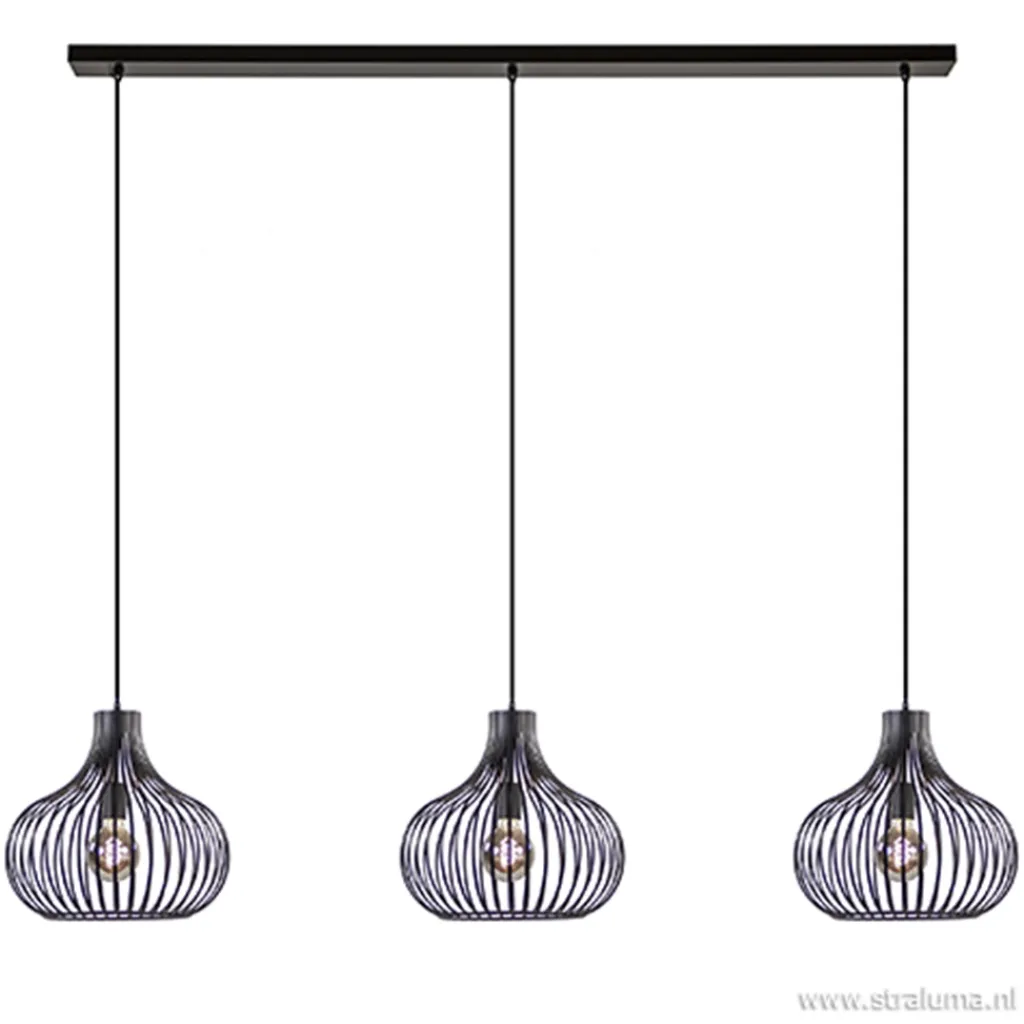 Straluma Hanglamp Onion 3L draad zwart> Eettafellampen|Draadlampen