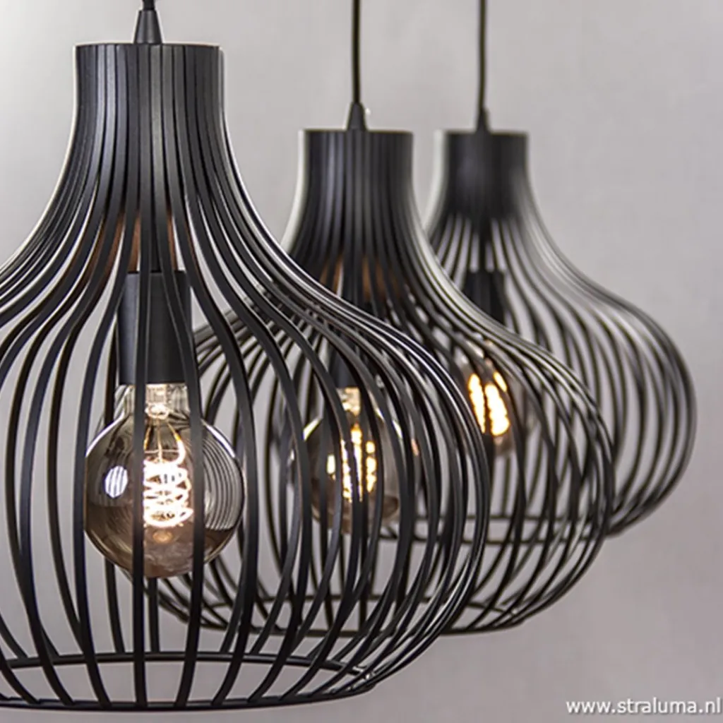 Straluma Hanglamp Onion 3L draad zwart> Eettafellampen|Draadlampen