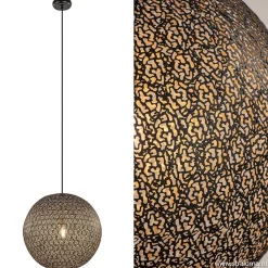 Straluma Hanglamp Oronero bol zwart/goud 50cm> Eettafellampen|Keukenverlichting