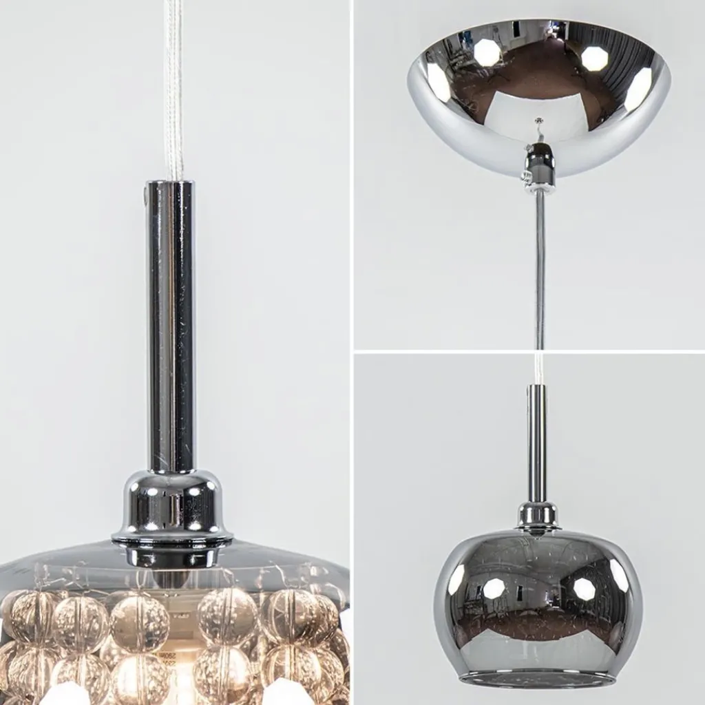 Straluma Hanglamp Pearl klein chroom + smoke glas> Nachtkastlampen|Pearl