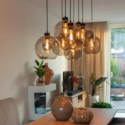 Straluma Hanglamp plaat 8-L zwart glas smoke 25cm><noscript><img width=