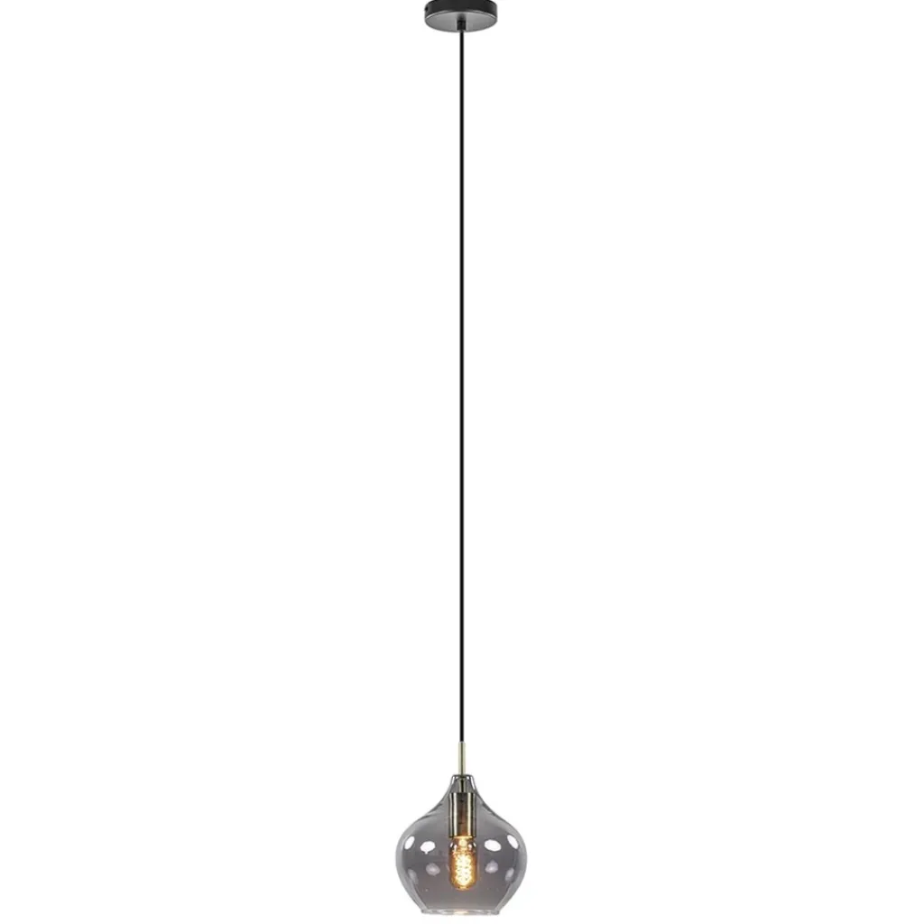 Straluma Hanglamp Rakel 20cm antiek brass+smoke glas> Light and Living|Woonkamerlampen