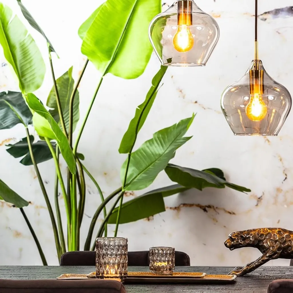 Straluma Hanglamp Rakel 20cm antiek brass+smoke glas> Light and Living|Woonkamerlampen