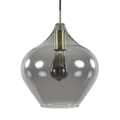 Straluma Hanglamp Rakel 27cm antiek brass+smoke glas> Light and Living|Woonkamerlampen