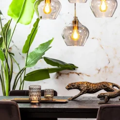 Straluma Hanglamp Rakel 5L rond antiek brass + smoke glas><noscript><img width=