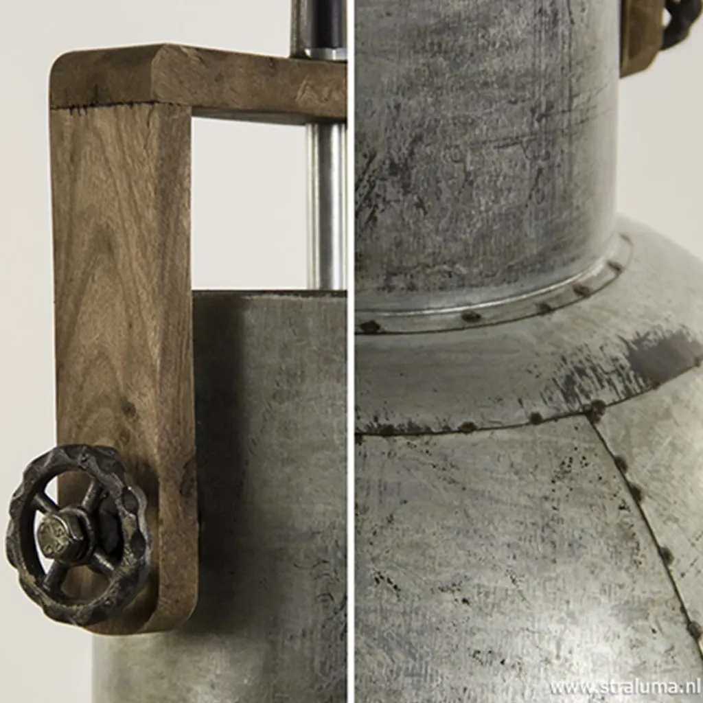 Straluma Hanglamp Shelly industrieel zink/hout> Light and Living|Woonkamerlampen