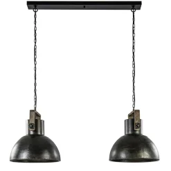 Straluma Hanglamp Shelly 2-lichts brons/hout> Eettafellampen|Light and Living