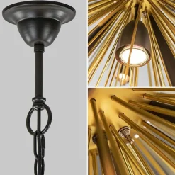 Straluma Hanglamp Springfield rond zwart/goud sprieten><noscript><img width=