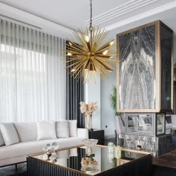 Straluma Hanglamp Springfield rond zwart/goud sprieten><noscript><img width=