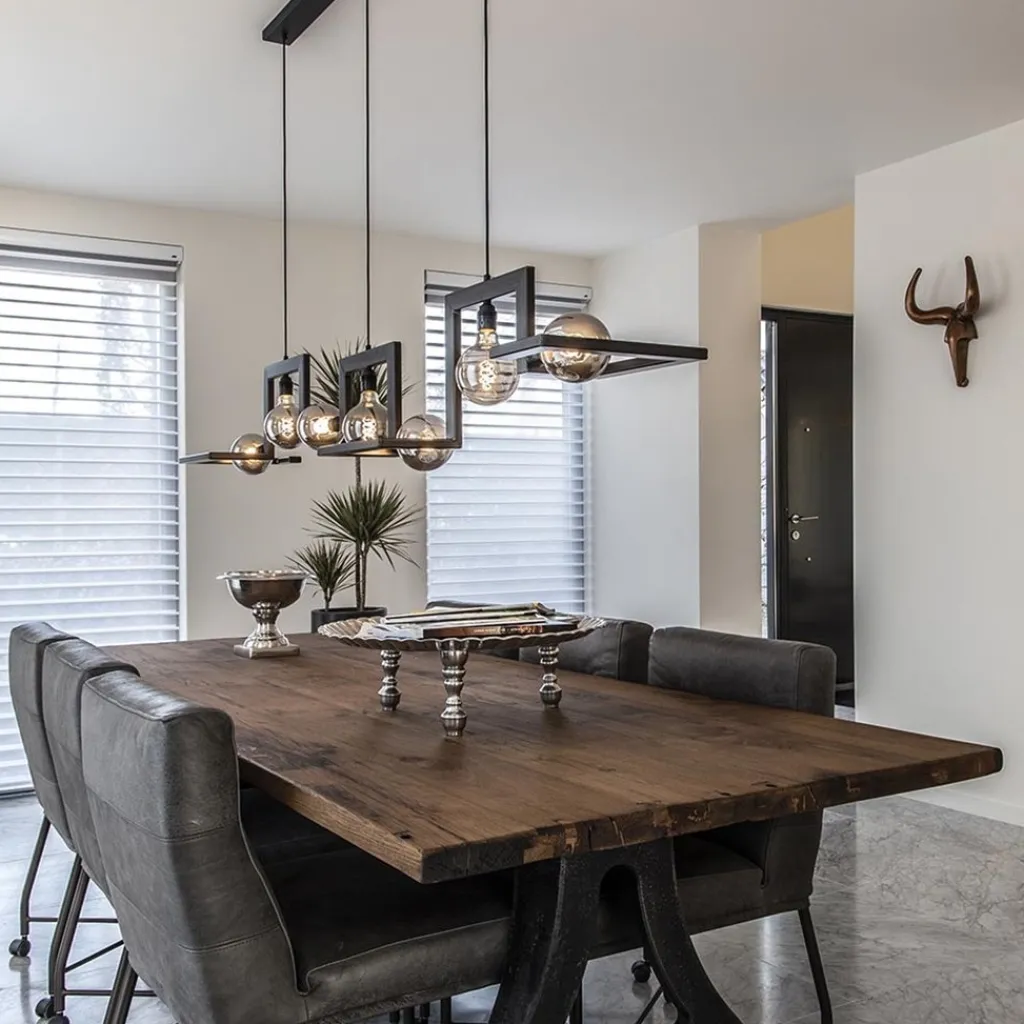 Straluma Hanglamp Tortona 7l 210 zwartstaal/koper> Eettafellampen|Pendel Lampen