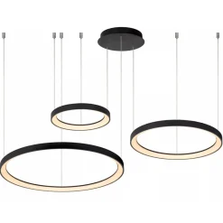 Straluma Hanglamp Vidal 3 ringen zwart> Hanglampen|Woonkamerlampen