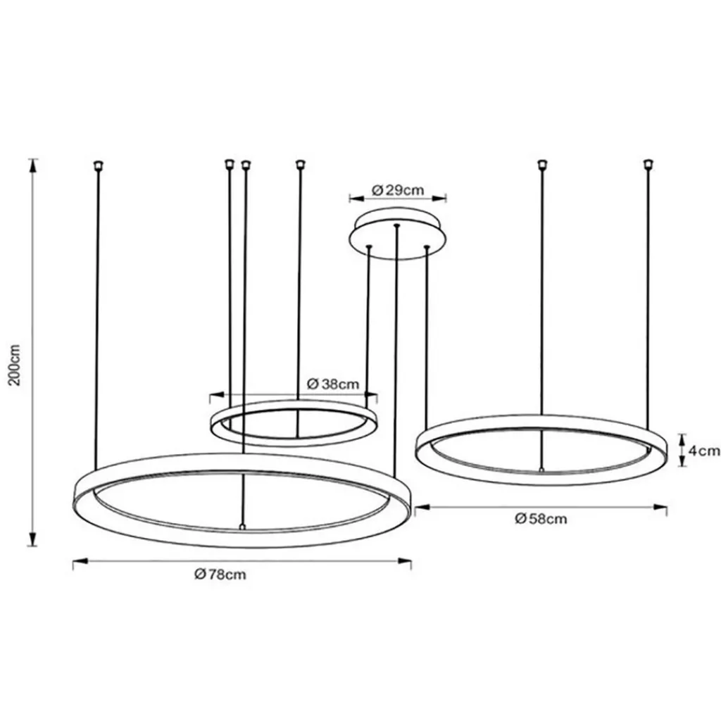 Straluma Hanglamp Vidal 3 ringen zwart> Hanglampen|Woonkamerlampen