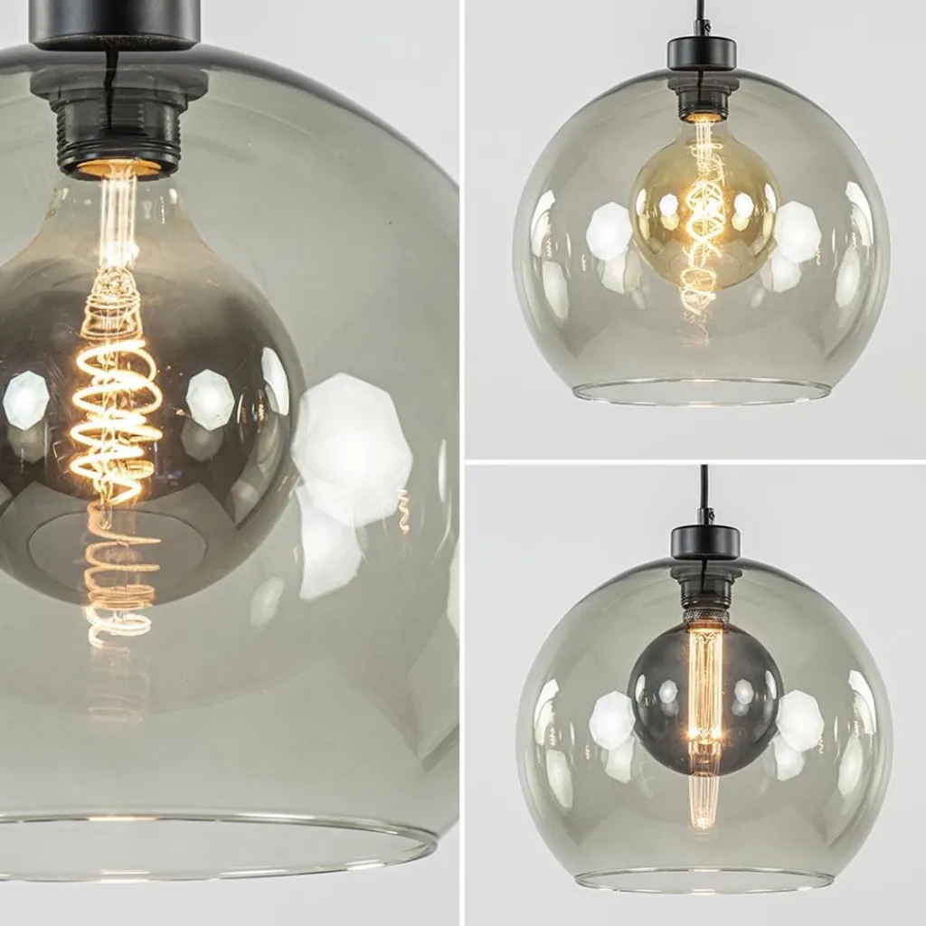 Straluma Hanglamp zwart met smoke glas 30cm> Nachtkastlampen|Keukenverlichting