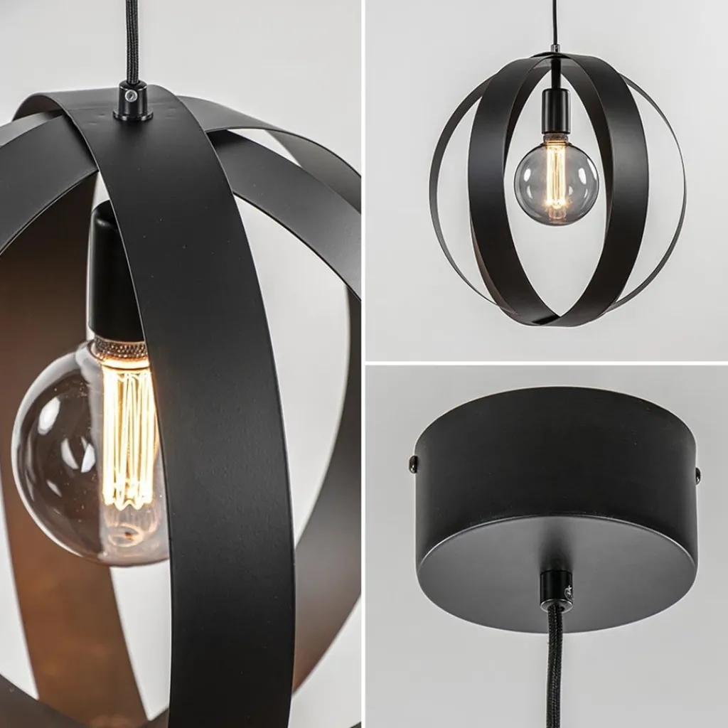 Straluma Hanglamp zwart metalen ringen 40 cm> Hanglampen|Industriële Verlichting