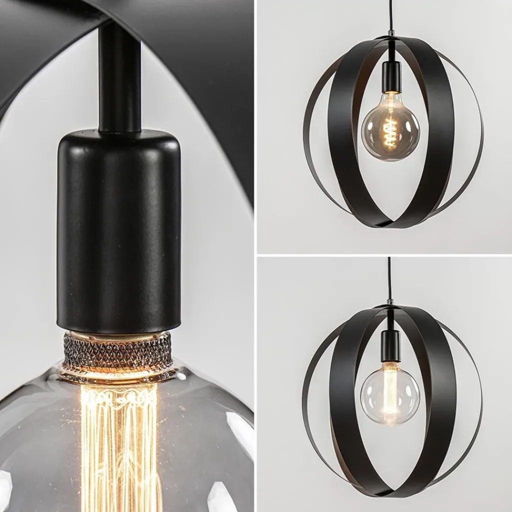 Straluma Hanglamp zwart metalen ringen 40 cm> Hanglampen|Industriële Verlichting