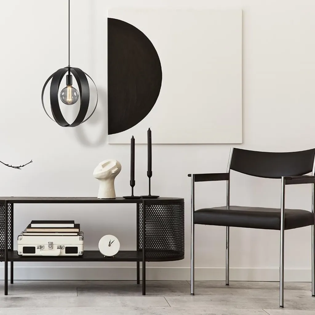 Straluma Hanglamp zwart metalen ringen 40 cm> Hanglampen|Industriële Verlichting