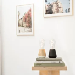 Straluma Houten tafellamp met helder glas oplaadbaar/dimbaar><noscript><img width=