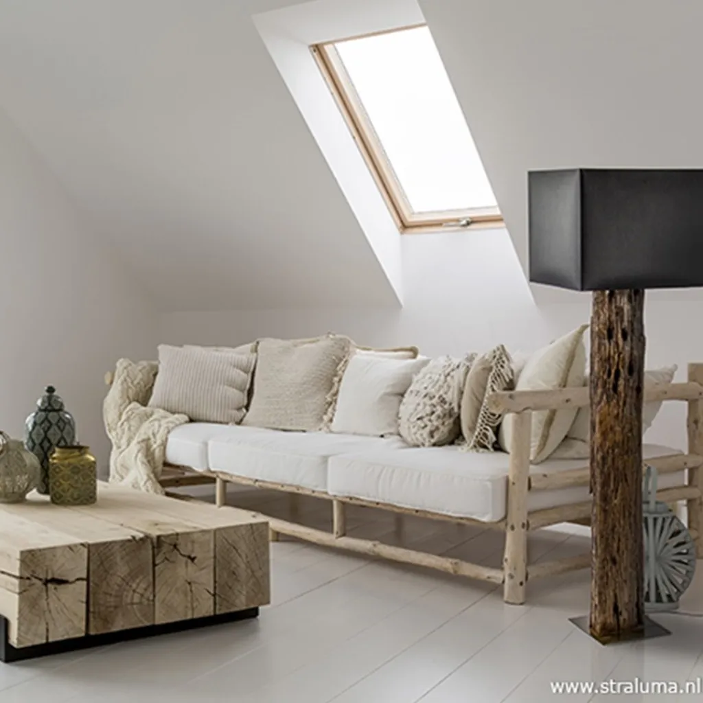 Straluma Houten vloerlamp met brons excl. kap> Lampenvoeten|Light and Living