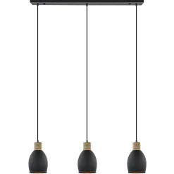 Straluma Industrieel landelijke hanglamp 3-lichts zwart met hout> Eettafellampen|Keukenverlichting