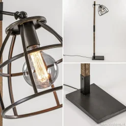 Straluma Industrieel landelijke vloerlamp Matrix hout met metalen korf><noscript><img width=