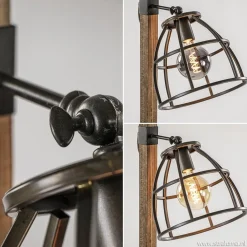 Straluma Industrieel landelijke vloerlamp Matrix hout met metalen korf><noscript><img width=