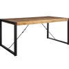 Straluma Industriële eettafel mangohout met zwart 160x90 cm> Eettafels