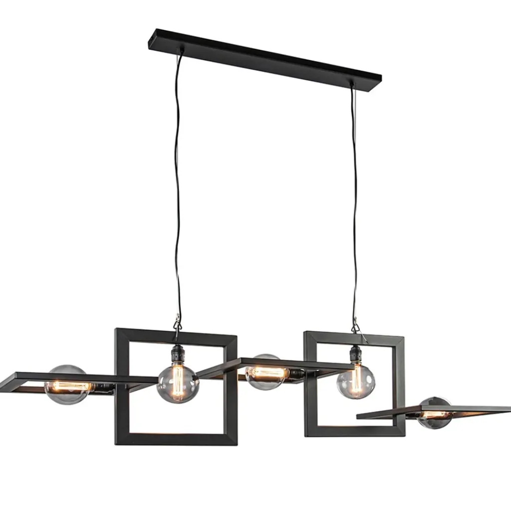 Straluma Industriële hanglamp mat zwart metalen frame> Eettafellampen|Keukenverlichting
