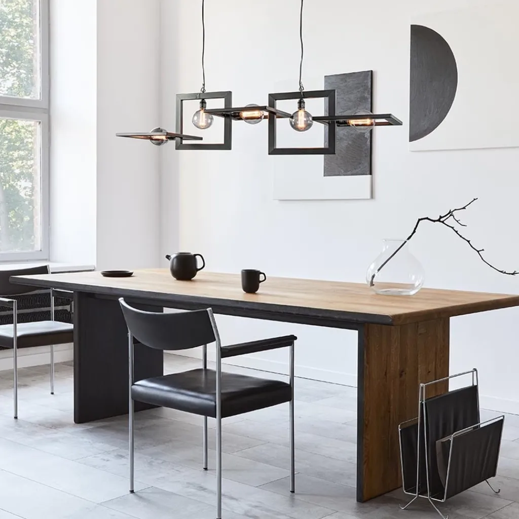 Straluma Industriële hanglamp mat zwart metalen frame> Eettafellampen|Keukenverlichting