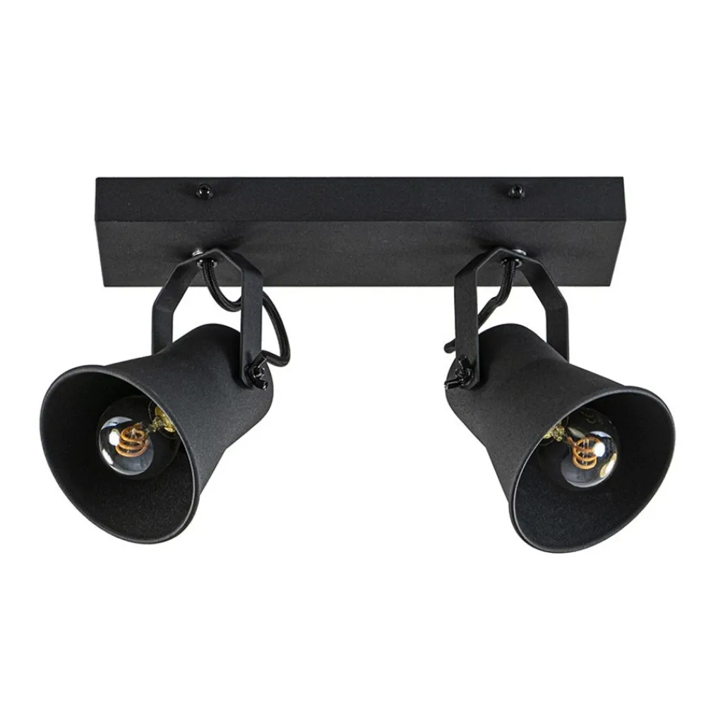 Straluma Industriële 2-lichts plafondspot mat zwart> Opbouwspots|Woonkamerlampen