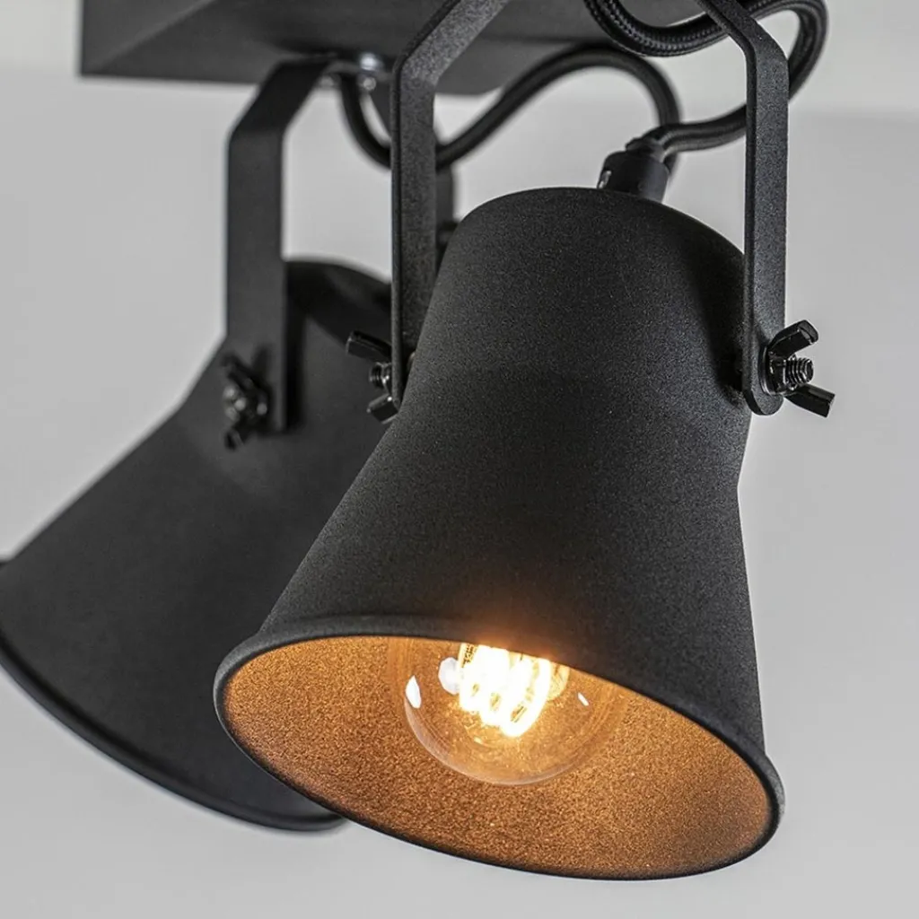 Straluma Industriële 2-lichts plafondspot mat zwart> Opbouwspots|Woonkamerlampen