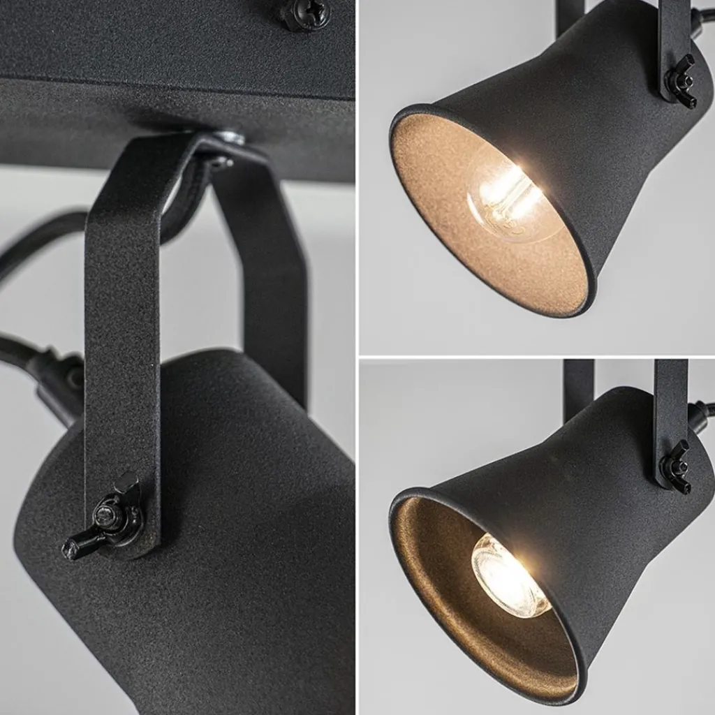 Straluma Industriële 2-lichts plafondspot mat zwart> Opbouwspots|Woonkamerlampen