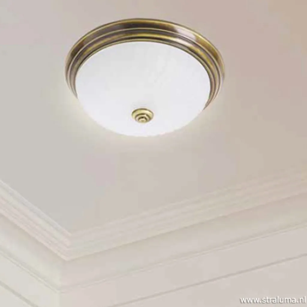 Straluma klassieke plafonnière Brons/glas> Plafonnières|Woonkamerlampen